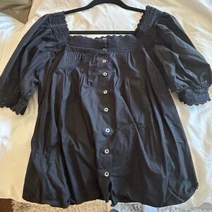 DÔEN button front short sleeve blouse